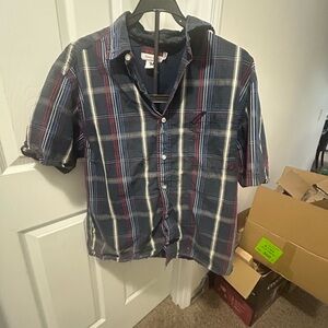 Ecko Unlimited Navy and Red Plaid Casual Shirt